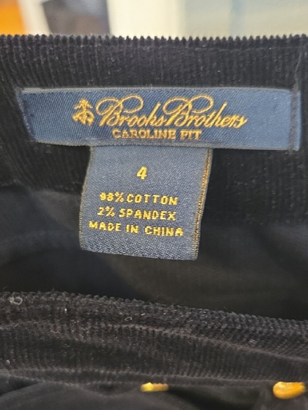 Brooks Brothers Women's Caroline Fit Black Slim Straight Corduroy Pants (4)